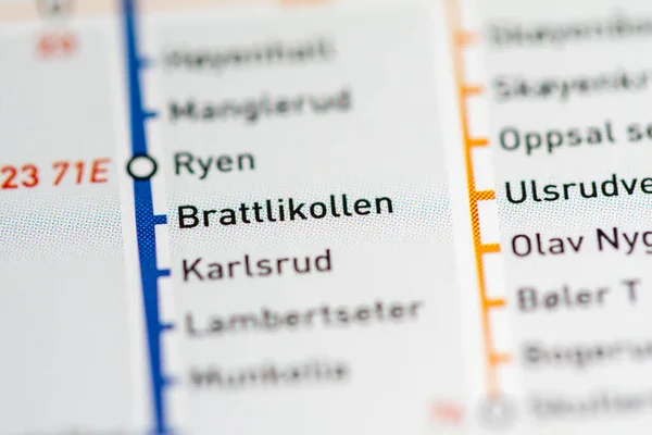 Brattlikollen Állomás Oslo Metrótérkép — Stock Fotó