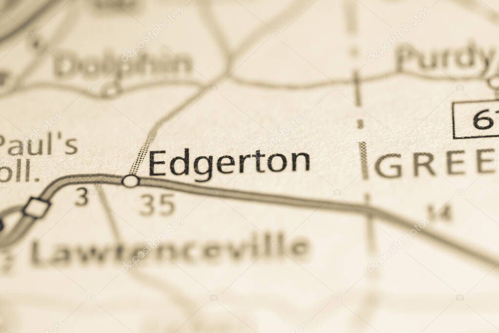 Edgerton. Virginia. USA. Road Map Concept