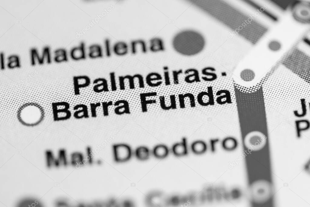 Palmeiras Barra Funda Station. Sao Paolo Metro map.