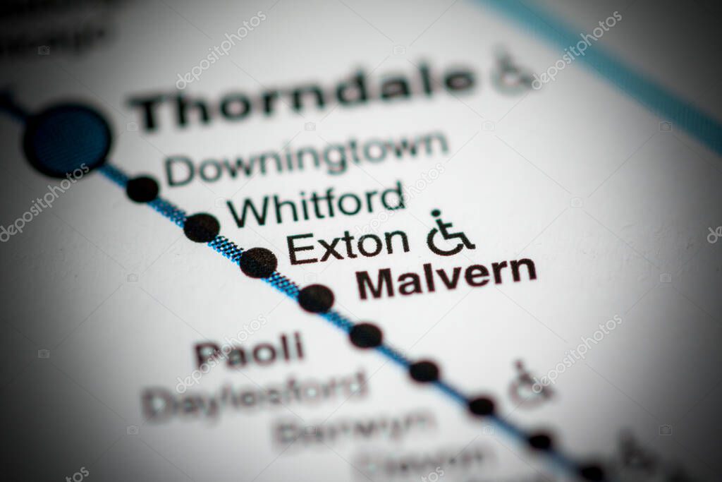 Estación Exton. Mapa del metro de Filadelfia. 2023