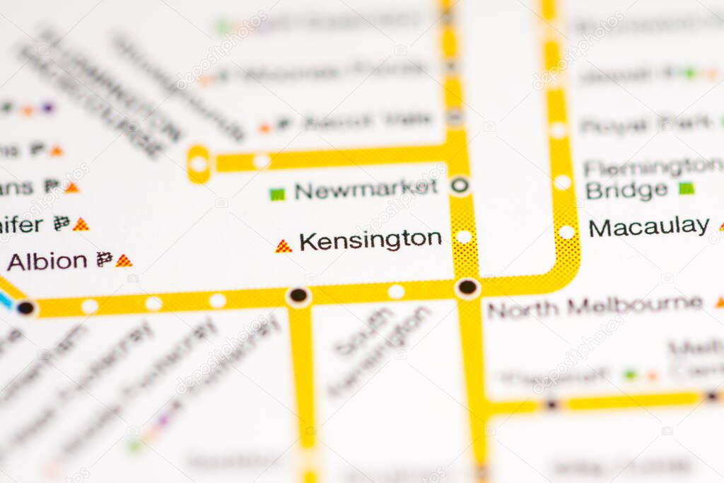 Kensington Station. Melbourne Metro map.