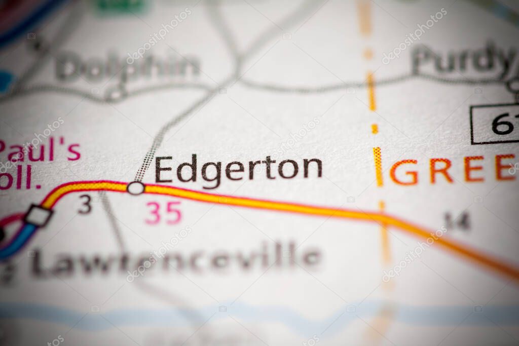 Edgerton. Virginia. USA. Road Map Concept