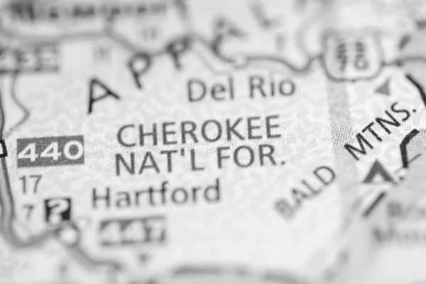 Floresta Nacional Cherokee Tennessee Eua Mapa — Fotografia de Stock