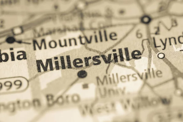 米勒斯维尔宾夕法尼亚美国地图 — 图库照片