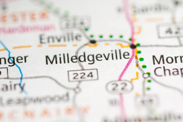 Milledgeville 田纳西美国 路线图概念 — 图库照片