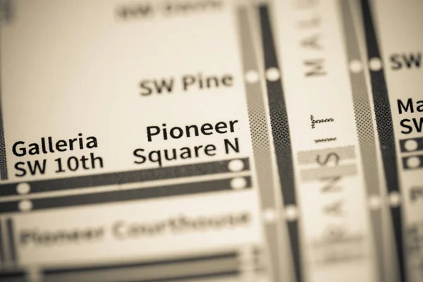Pioniersplein Station Metrokaart Van Portland — Stockfoto