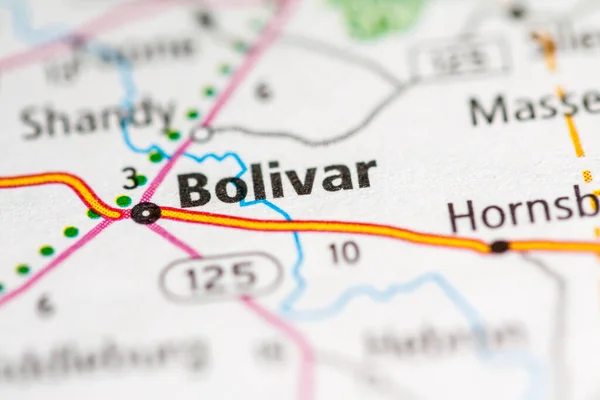 Bolívar Tennessee Estados Unidos Mapa Carreteras Concepto — Foto de Stock