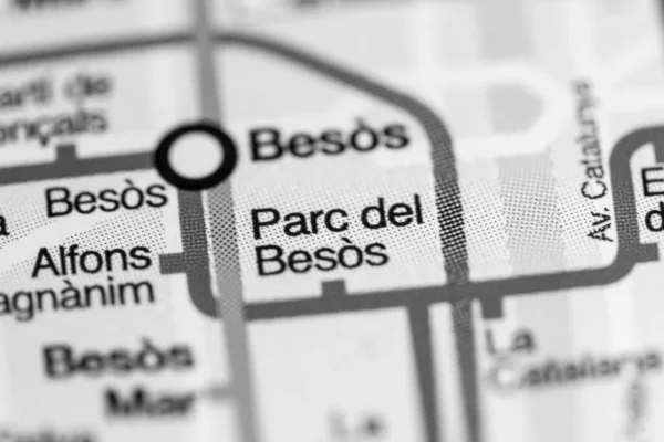 Estação Parc Del Besos Mapa Metro Barcelona — Fotografia de Stock