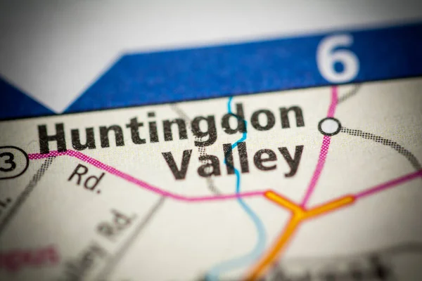 Huntingdon Valley Pensilvânia Eua Conceito Mapa Rodoviário — Fotografia de Stock