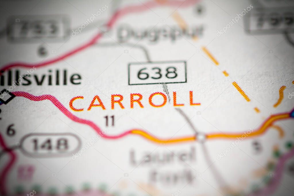 Carroll. Virginia. USA road map concept