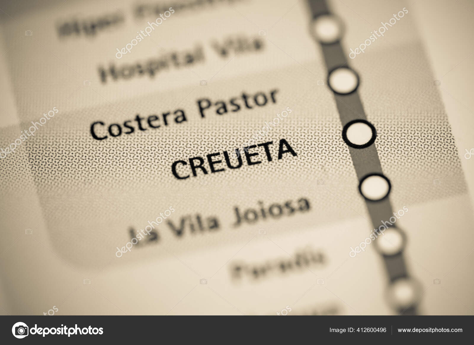 Estación Creueta Mapa Del Metro Alicante fotografía de stock