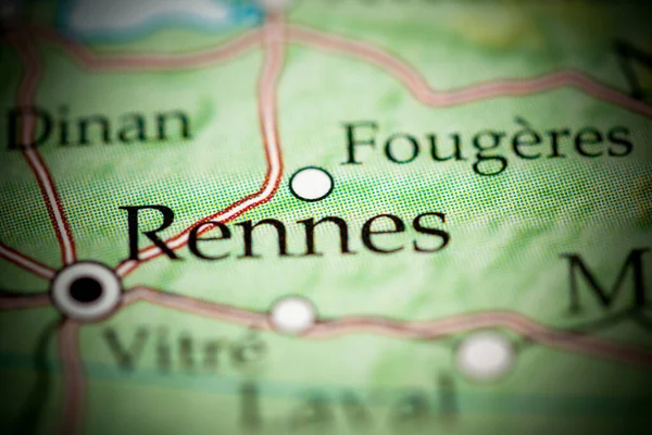 Rennes Francia Mapa Vista Cerca — Foto de Stock