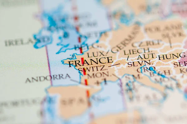 Franciaország Térképe Közelről — Stock Fotó