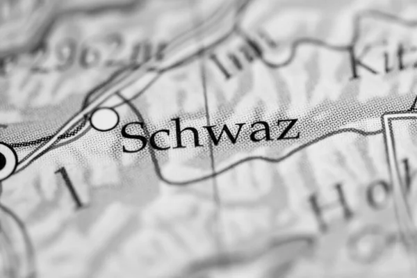 Schwaz Austria Sulla Carta Geografica — Foto Stock