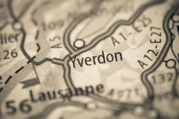 Yverdon. Switzerland on a map