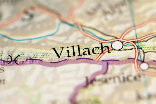 Villach Austria Sulla Carta Geografica — Foto Stock