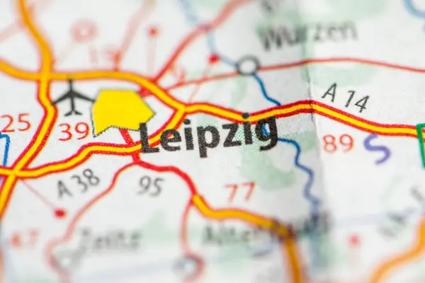 Leipzig Alemania Mapa Geográfico — Foto de Stock