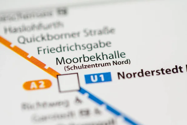 Moorbekhalle Állomás Hamburg Metrótérkép — Stock Fotó