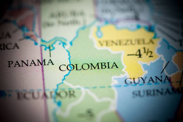 Kolumbia Földrajz Térkép Háttér Közelkép — Stock Fotó