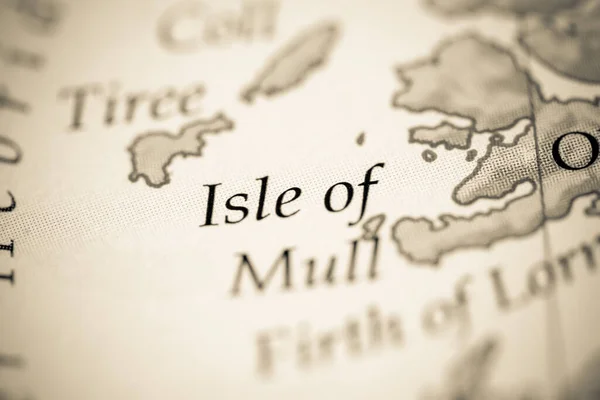 Isle Mull Velká Británie Mapě Close — Stock fotografie