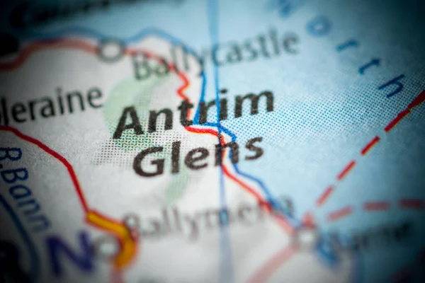 Antrim Glens, Northern Ireland, UK map close up view