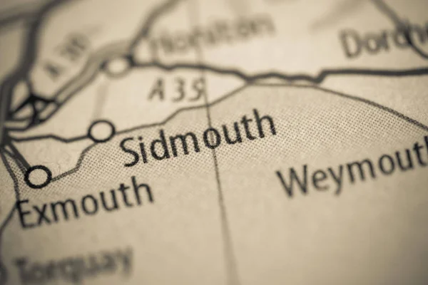 Sidmouth Wielka Brytania Mapie Geograficznej — Zdjęcie stockowe