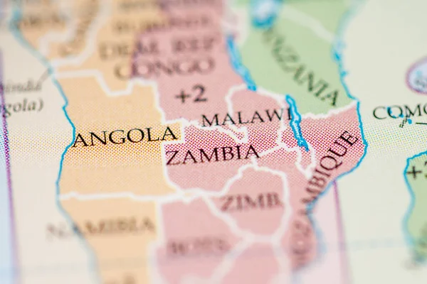 Zambia Mappa Vista Vicino — Foto Stock