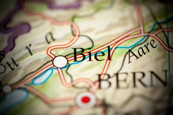 Biel. Switzerland on map, close up