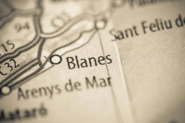 Blanes. Spain on a map