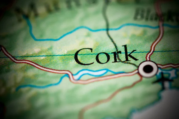 Cork. Ireland map close up view