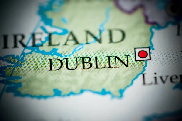 Dublin, Ireland map close up view