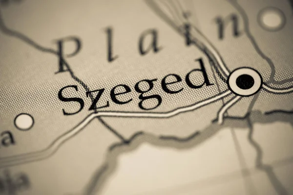 Szeged. Hungary on a geography map