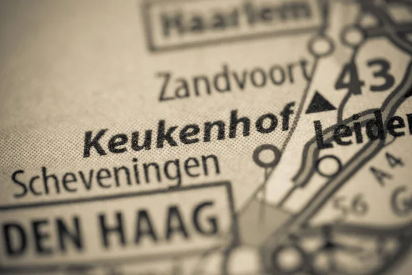 Keukenhof Países Baixos Sobre Mapa — Fotografia de Stock