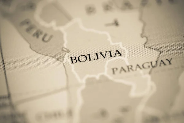Uzavření Zobrazení Mapy Bolívie — Stock fotografie
