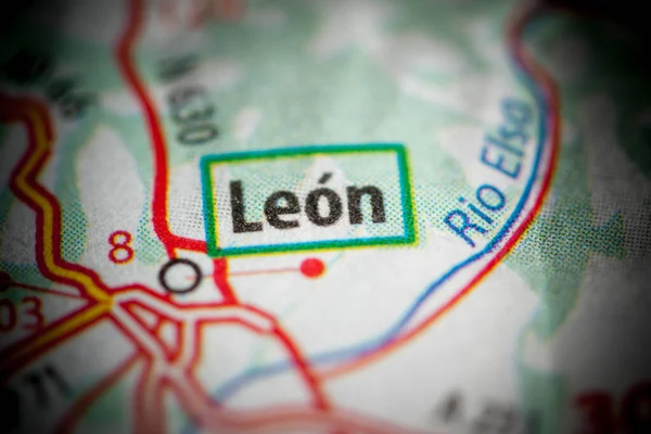 Leon. Spain on a map