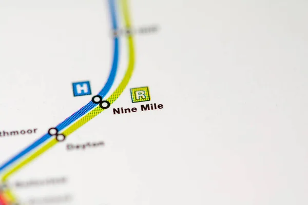 Estación Nine Mile Mapa Del Metro Denver —  Fotos de Stock