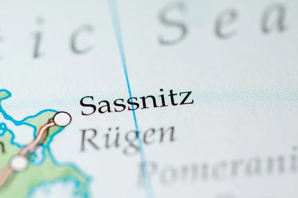 Sassnitz. Germany on map, close up