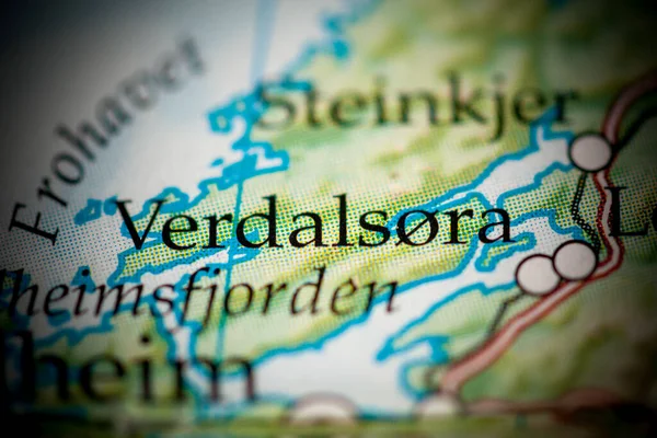 Verdalsora Norge Karta Närbild — Stockfoto