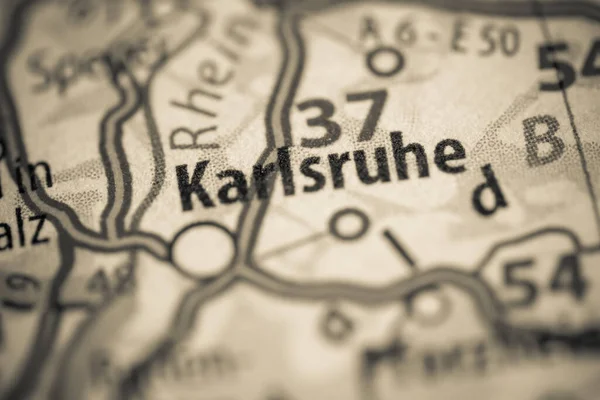 カールスルーエ 地図上のドイツ — ストック写真