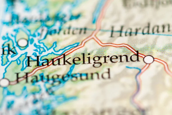 Haukeligrend 地图上的挪威 — 图库照片