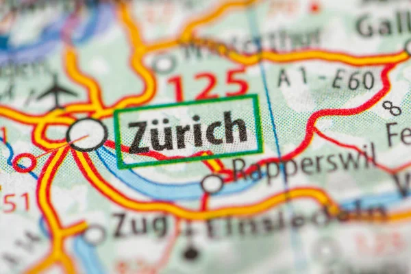 Zurich Suiza Mapa Geográfico — Foto de Stock