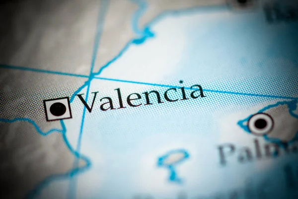 Valencia España Mapa Vista Cerca — Foto de Stock