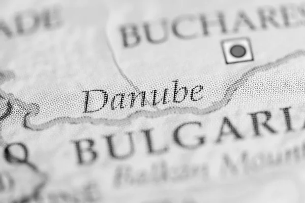 Rivière Danube Sur Une Carte — Photo