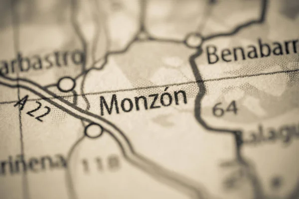 Monzon. Spain on a map