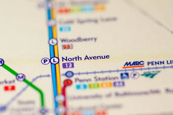 North Avenue Stasyonu Baltimore Metro Haritası — Stok fotoğraf