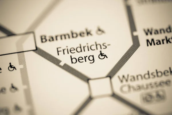 Friedrichsbergs Station Hamburg Metro Karta — Stockfoto