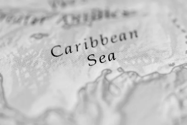 Caribbean Sea on a geography map