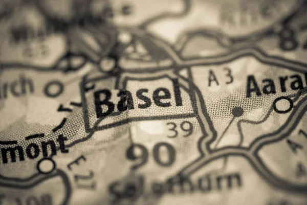 Basel. Switzerland on a map