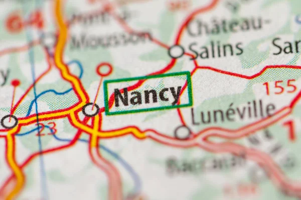 Nancy. France on a geography map