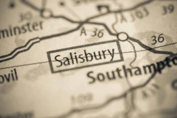 Salisbury, England, UK on a geography map